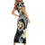Kanaka Maoli Hawaii Plumeria Short Sleeve Bodycon Dress Dancing Tentacles Black Style