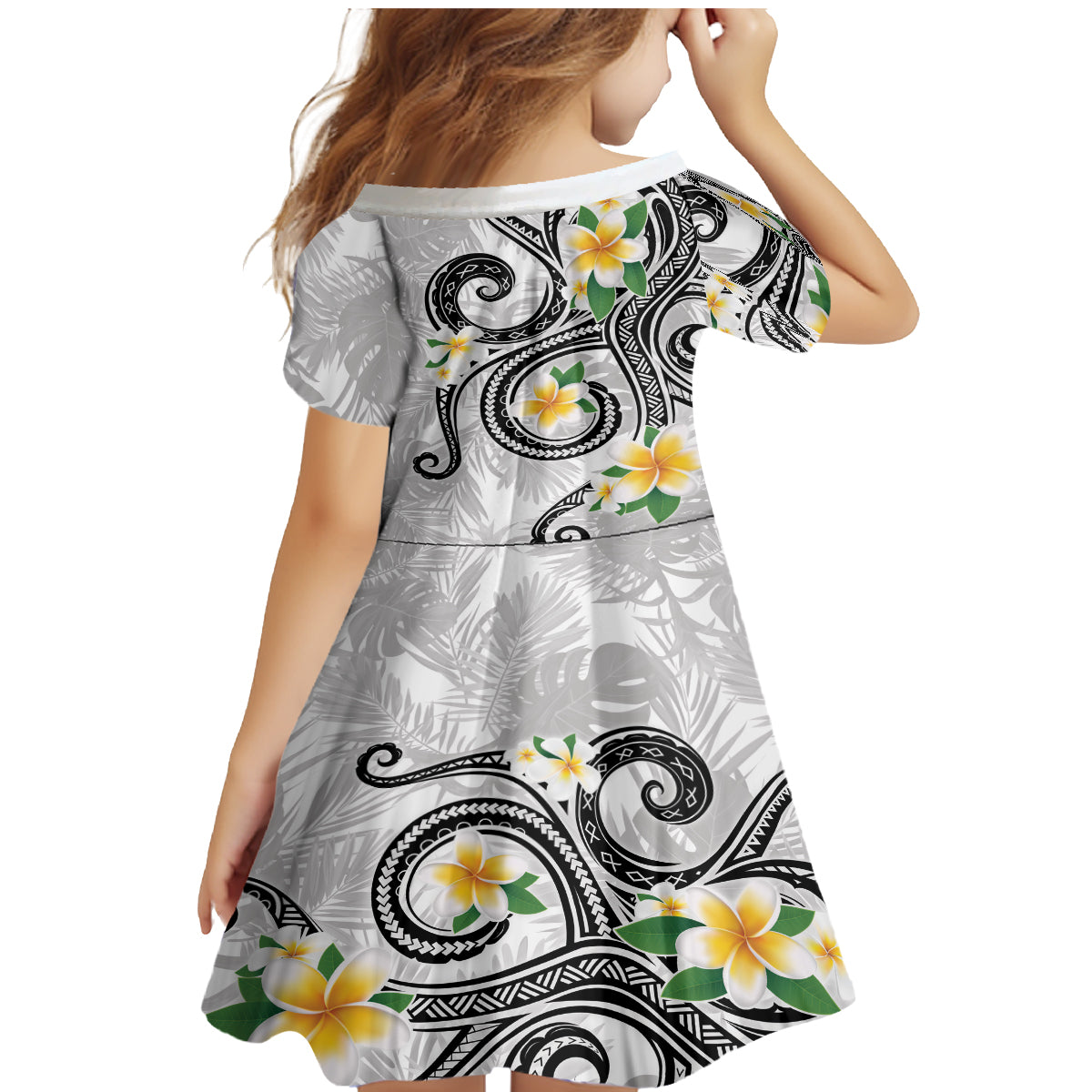 Kanaka Maoli Hawaii Plumeria Family Matching Mermaid Dress and Hawaiian Shirt Dancing Tentacles White Style LT7 - Polynesian Pride