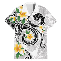Kanaka Maoli Hawaii Plumeria Family Matching Mermaid Dress and Hawaiian Shirt Dancing Tentacles White Style LT7 Dad's Shirt - Short Sleeve White - Polynesian Pride