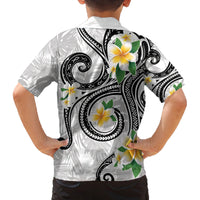 Kanaka Maoli Hawaii Plumeria Family Matching Off The Shoulder Long Sleeve Dress and Hawaiian Shirt Dancing Tentacles White Style LT7 - Polynesian Pride