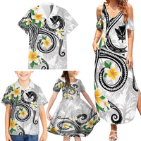 Kanaka Maoli Hawaii Plumeria Family Matching Summer Maxi Dress and Hawaiian Shirt Dancing Tentacles White Style LT7 - Polynesian Pride