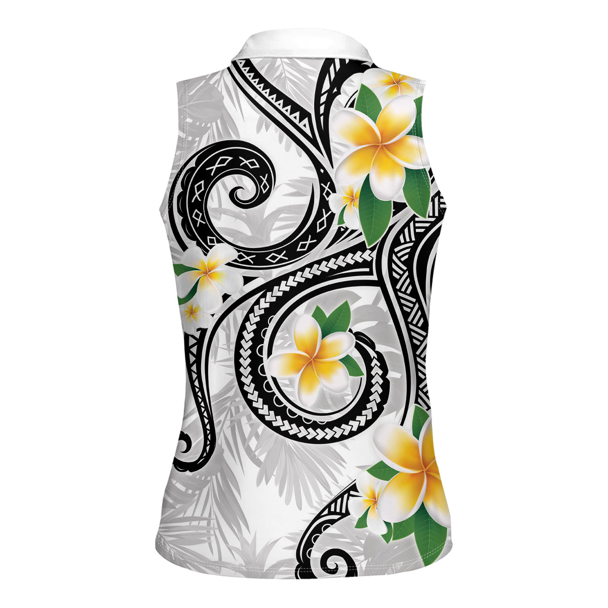 Kanaka Maoli Hawaii Plumeria Women Sleeveless Polo Shirt Dancing Tentacles White Style LT7 - Polynesian Pride