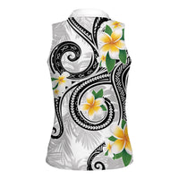 Kanaka Maoli Hawaii Plumeria Women Sleeveless Polo Shirt Dancing Tentacles White Style LT7 - Polynesian Pride