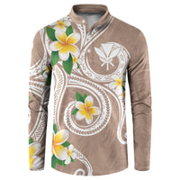 Kanaka Maoli Hawaii Plumeria Button Sweatshirt Dancing Tentacles Beige Style LT7 Beige - Polynesian Pride