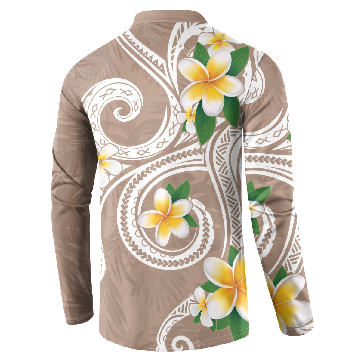 Kanaka Maoli Hawaii Plumeria Button Sweatshirt Dancing Tentacles Beige Style LT7 - Polynesian Pride