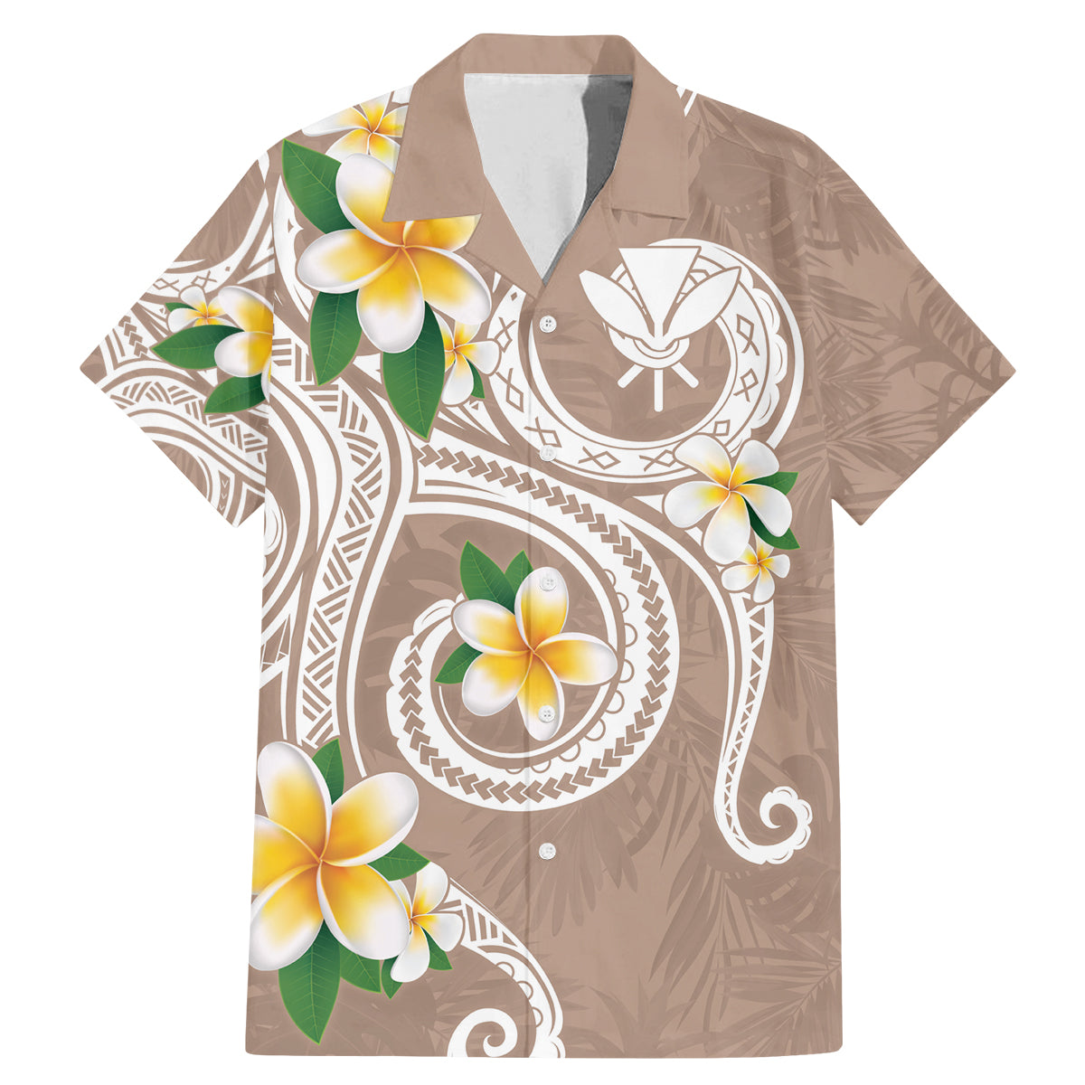Kanaka Maoli Hawaii Plumeria Family Matching Mermaid Dress and Hawaiian Shirt Dancing Tentacles Beige Style LT7 Dad's Shirt - Short Sleeve Beige - Polynesian Pride