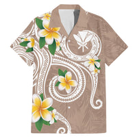 Kanaka Maoli Hawaii Plumeria Family Matching Mermaid Dress and Hawaiian Shirt Dancing Tentacles Beige Style LT7 Dad's Shirt - Short Sleeve Beige - Polynesian Pride
