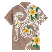 Kanaka Maoli Hawaii Plumeria Family Matching Off Shoulder Maxi Dress and Hawaiian Shirt Dancing Tentacles Beige Style LT7 - Polynesian Pride