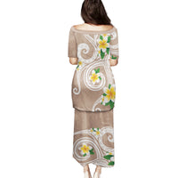 Kanaka Maoli Hawaii Plumeria Family Matching Puletasi and Hawaiian Shirt Dancing Tentacles Beige Style LT7 - Polynesian Pride