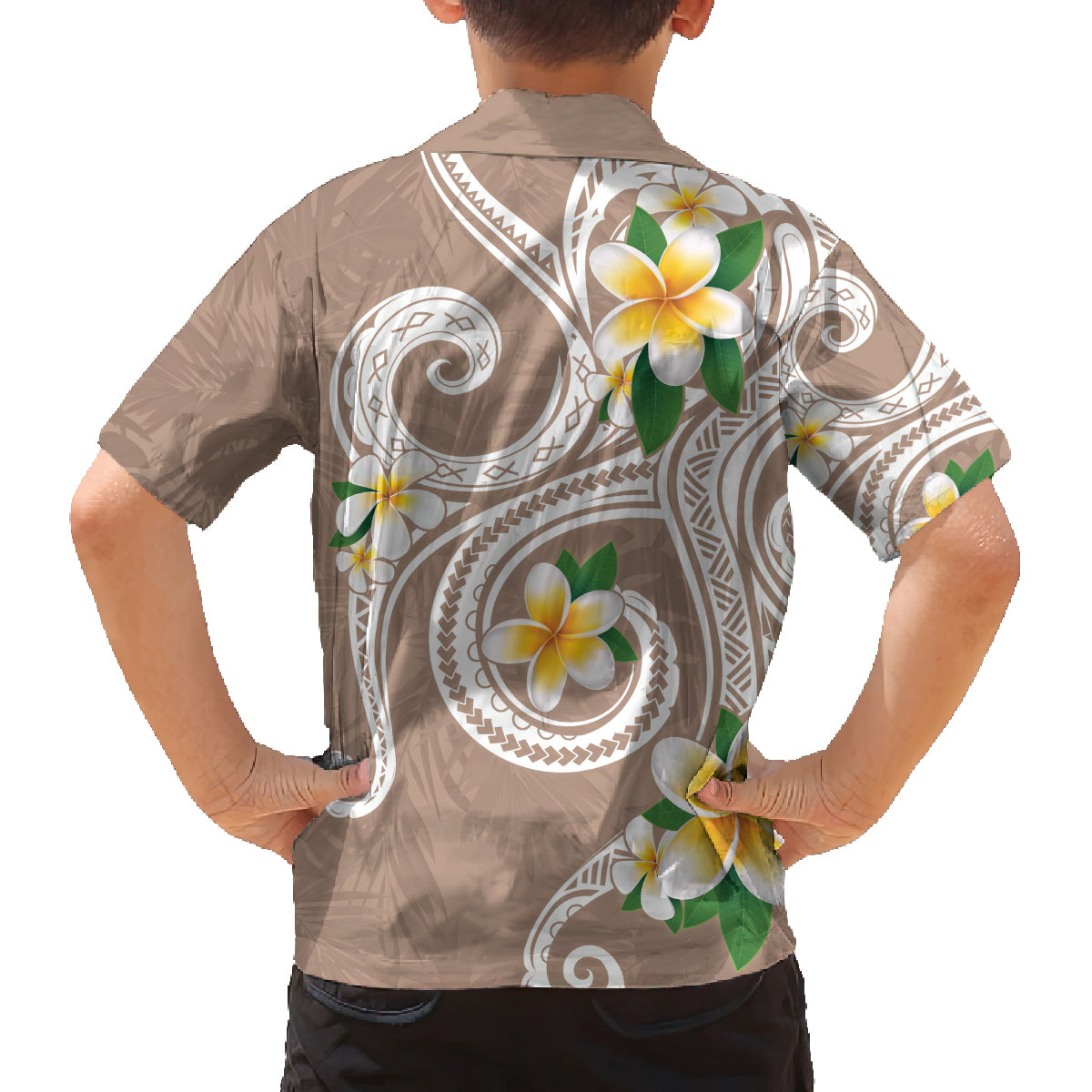 Kanaka Maoli Hawaii Plumeria Family Matching Summer Maxi Dress and Hawaiian Shirt Dancing Tentacles Beige Style LT7 - Polynesian Pride
