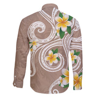 Kanaka Maoli Hawaii Plumeria Family Matching Summer Maxi Dress and Hawaiian Shirt Dancing Tentacles Beige Style LT7 - Polynesian Pride