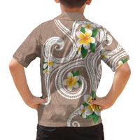 Kanaka Maoli Hawaii Plumeria Family Matching Tank Maxi Dress and Hawaiian Shirt Dancing Tentacles Beige Style LT7 - Polynesian Pride