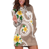 Kanaka Maoli Hawaii Plumeria Hoodie Dress Dancing Tentacles Beige Style LT7 Beige - Polynesian Pride