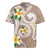 Kanaka Maoli Hawaii Plumeria Rugby Jersey Dancing Tentacles Beige Style
