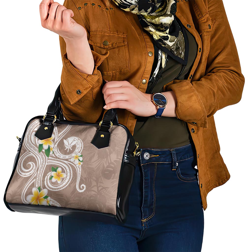 Kanaka Maoli Hawaii Plumeria Shoulder Handbag Dancing Tentacles Beige Style LT7