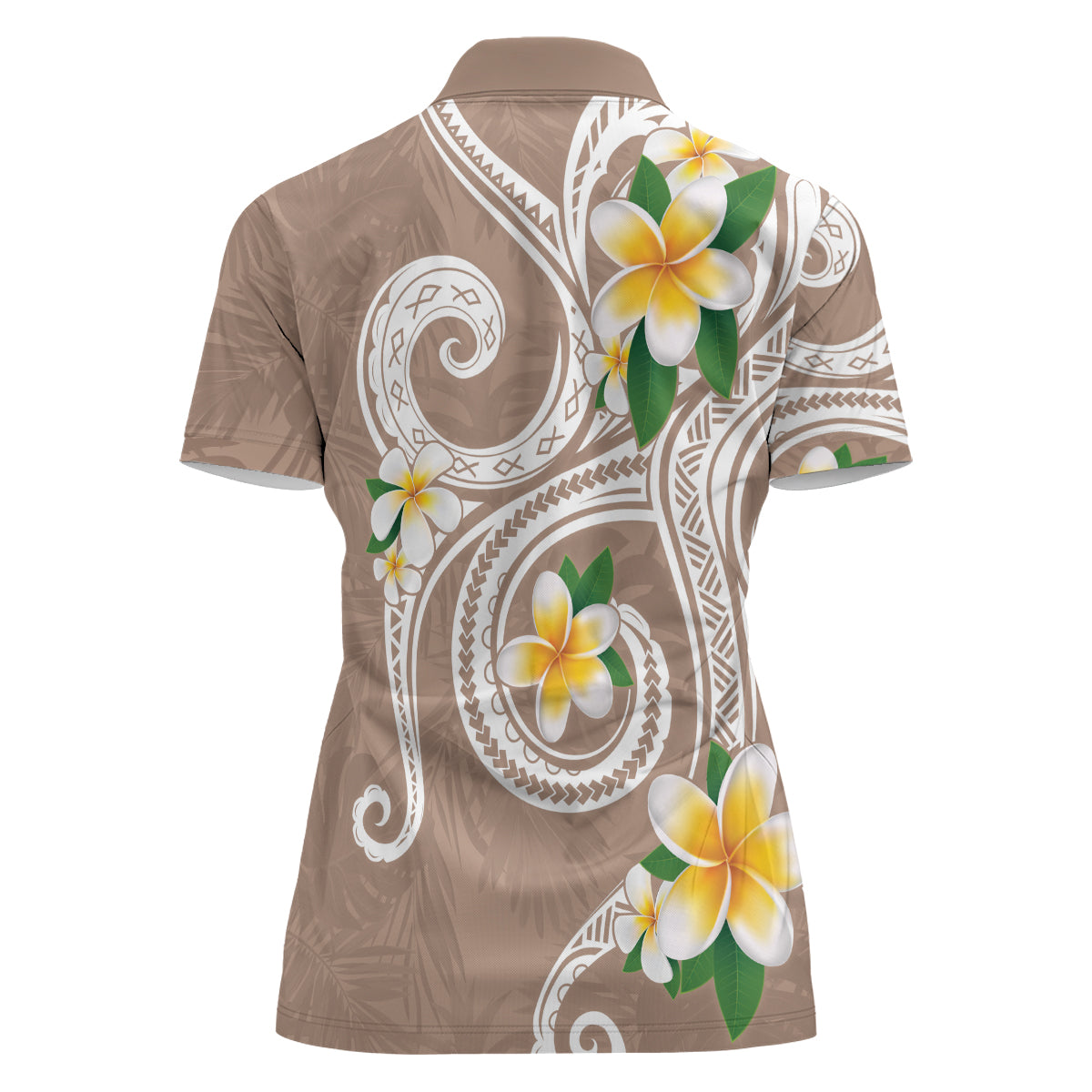 Kanaka Maoli Hawaii Plumeria Women Polo Shirt Dancing Tentacles Beige Style