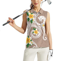 Kanaka Maoli Hawaii Plumeria Women Sleeveless Polo Shirt Dancing Tentacles Beige Style LT7 - Polynesian Pride