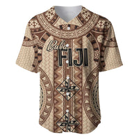 Bula Fiji Vintage Baseball Jersey Brown Masi Motifs LT7 Brown - Polynesian Pride
