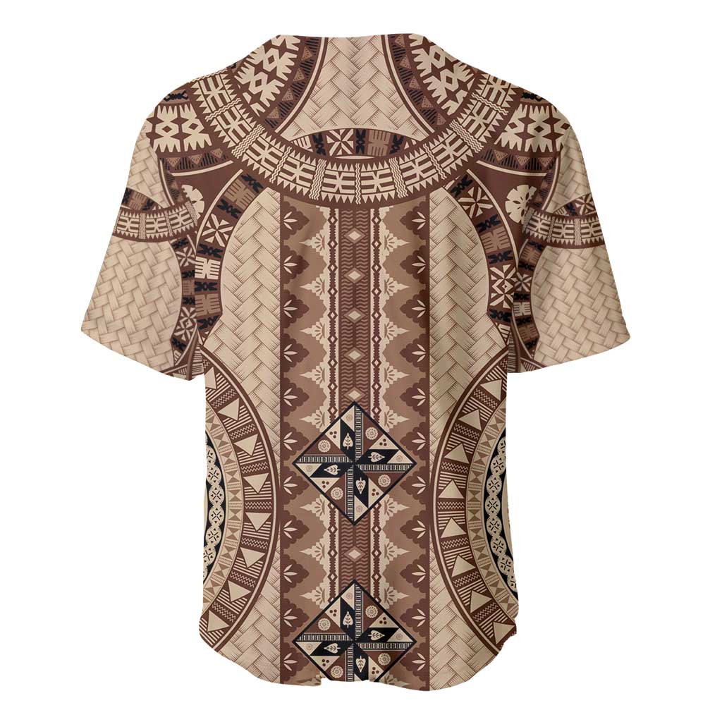 Bula Fiji Vintage Baseball Jersey Brown Masi Motifs LT7 - Polynesian Pride