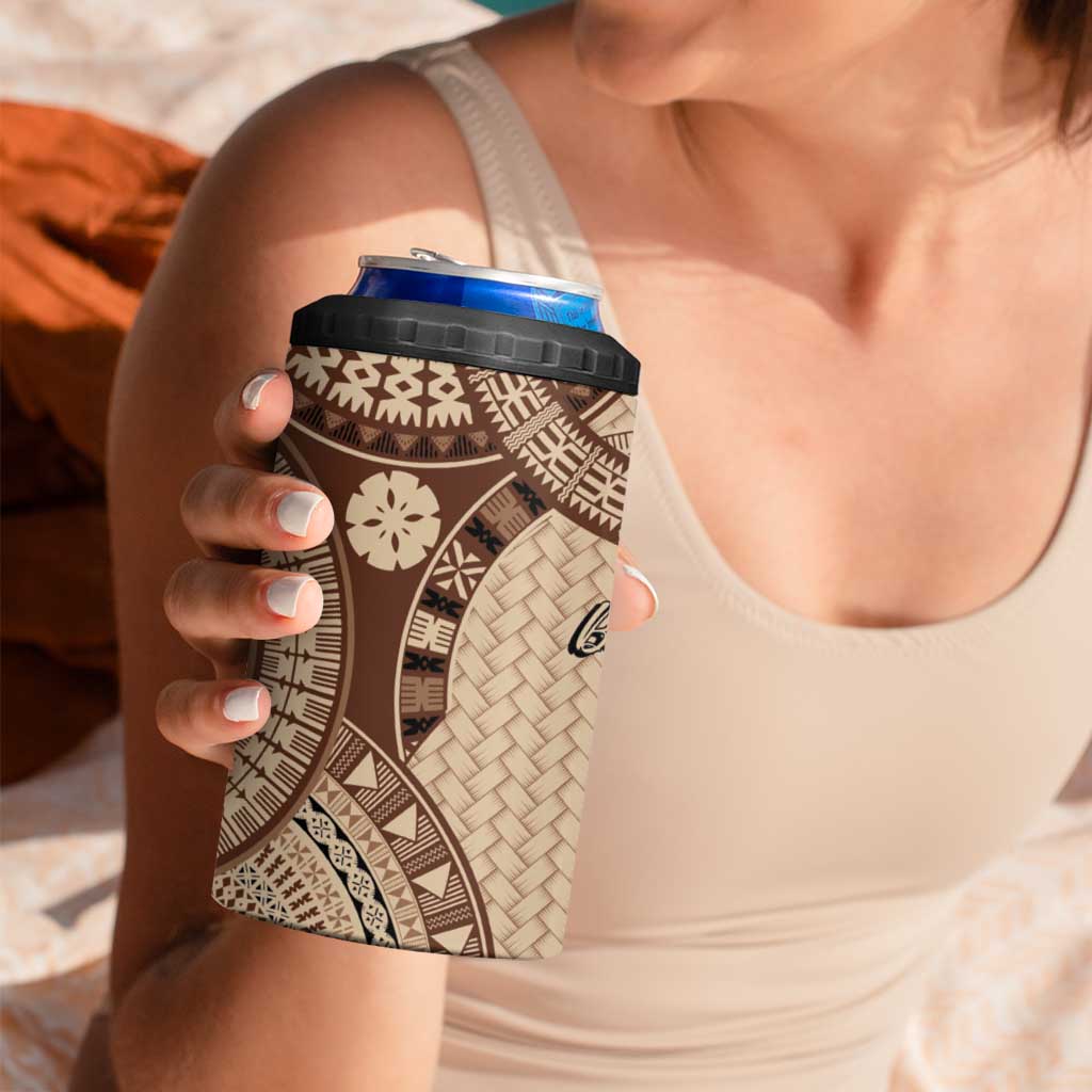 Bula Fiji Vintage 4 in 1 Can Cooler Tumbler Brown Masi Motifs