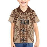 Bula Fiji Vintage Kid Hawaiian Shirt Brown Masi Motifs