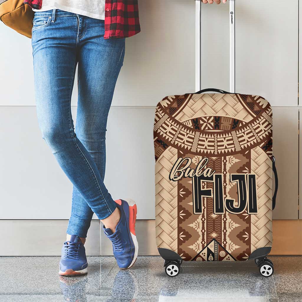 Bula Fiji Vintage Luggage Cover Brown Masi Motifs