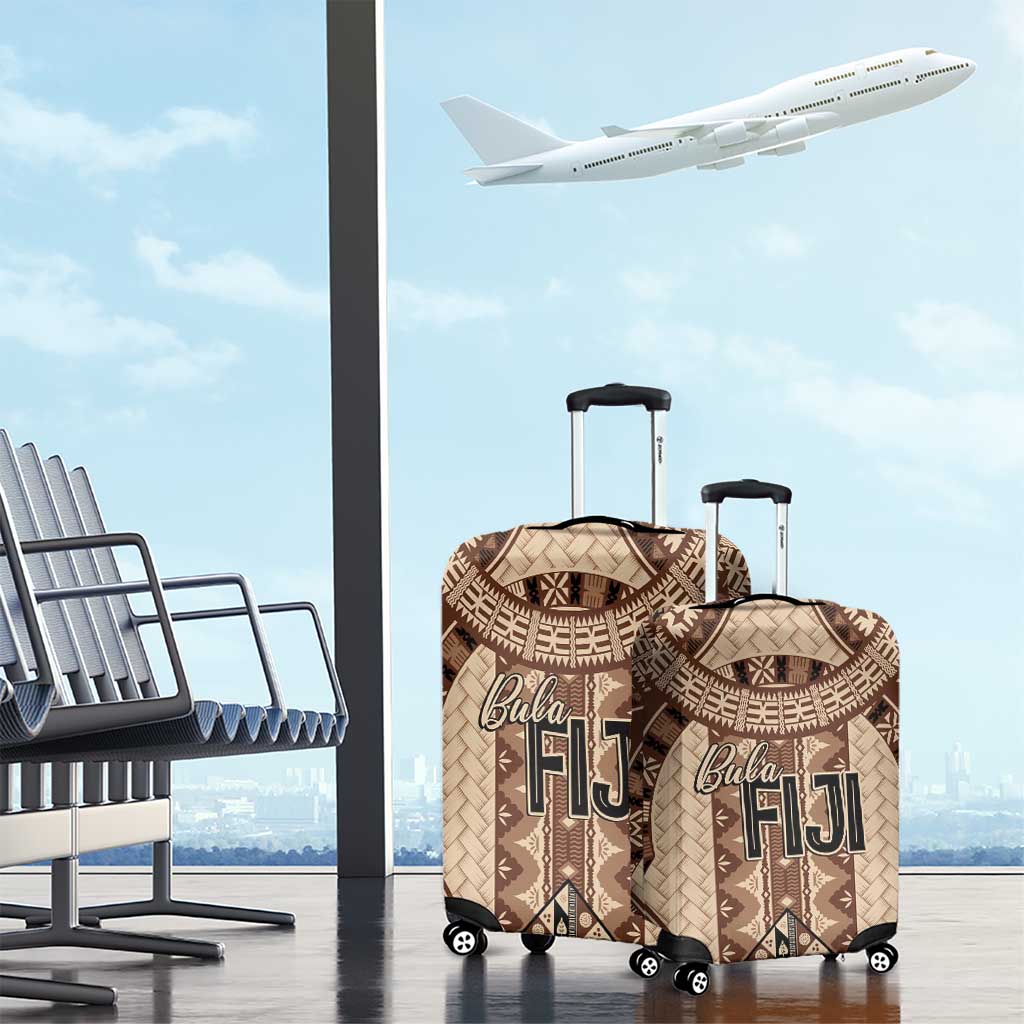 Bula Fiji Vintage Luggage Cover Brown Masi Motifs