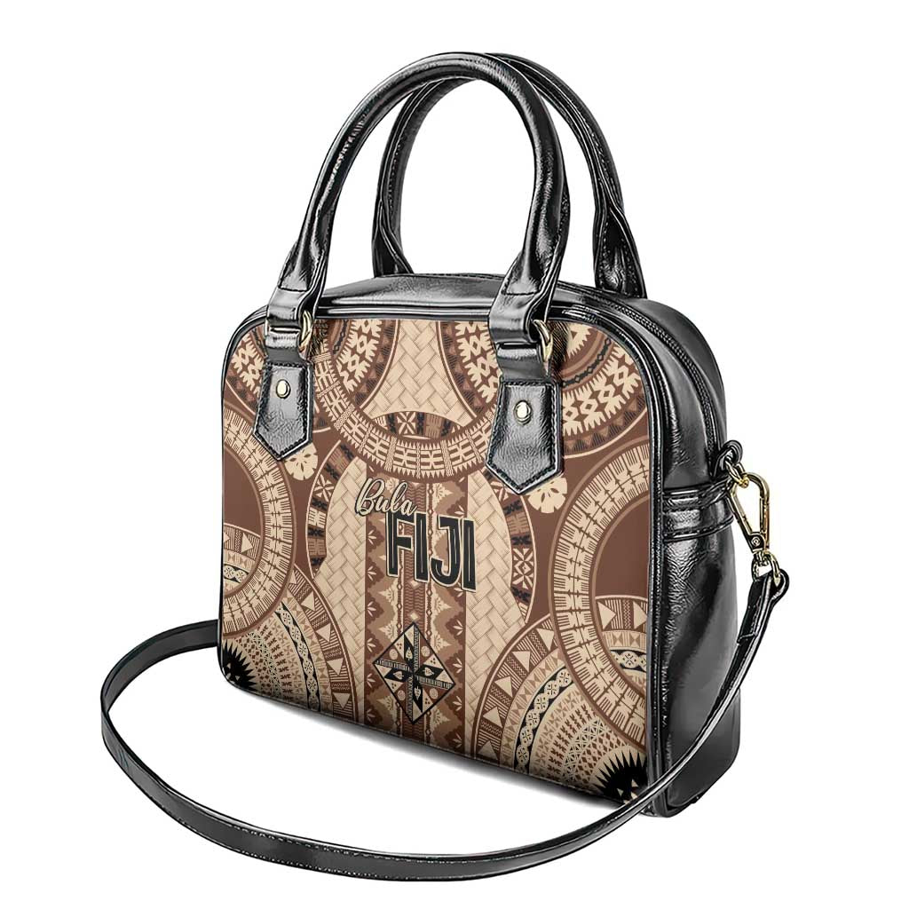 Bula Fiji Vintage Shoulder Handbag Brown Masi Motifs LT7 - Polynesian Pride