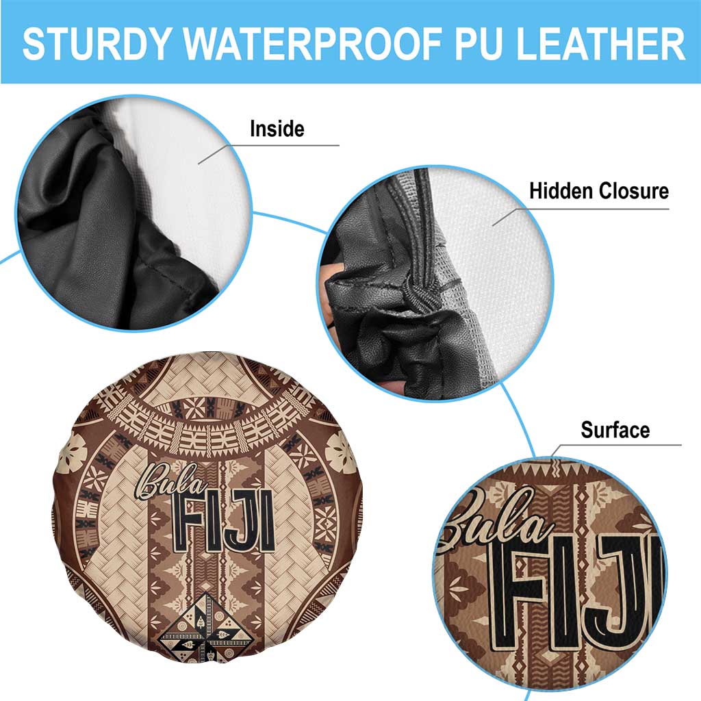 Bula Fiji Vintage Spare Tire Cover Brown Masi Motifs