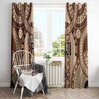 Bula Fiji Vintage Window Curtain Brown Masi Motifs