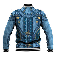 Bula Fiji Vintage Baseball Jacket Prussian Blue Masi Motifs LT7 - Polynesian Pride
