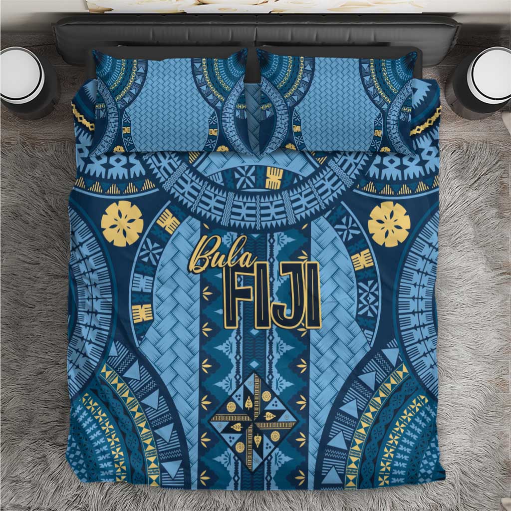 Bula Fiji Vintage Bedding Set Prussian Blue Masi Motifs LT7 Prussian Blue - Polynesian Pride