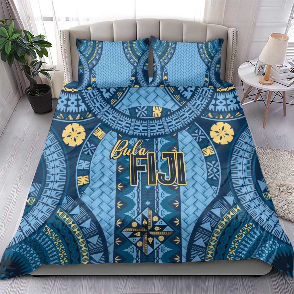 Bula Fiji Vintage Bedding Set Prussian Blue Masi Motifs LT7 - Polynesian Pride