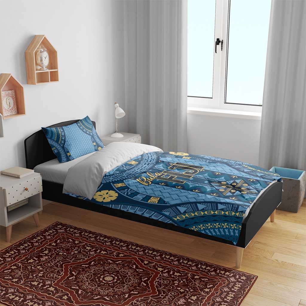 Bula Fiji Vintage Bedding Set Prussian Blue Masi Motifs LT7 - Polynesian Pride