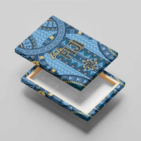 Bula Fiji Vintage Canvas Wall Art Prussian Blue Masi Motifs