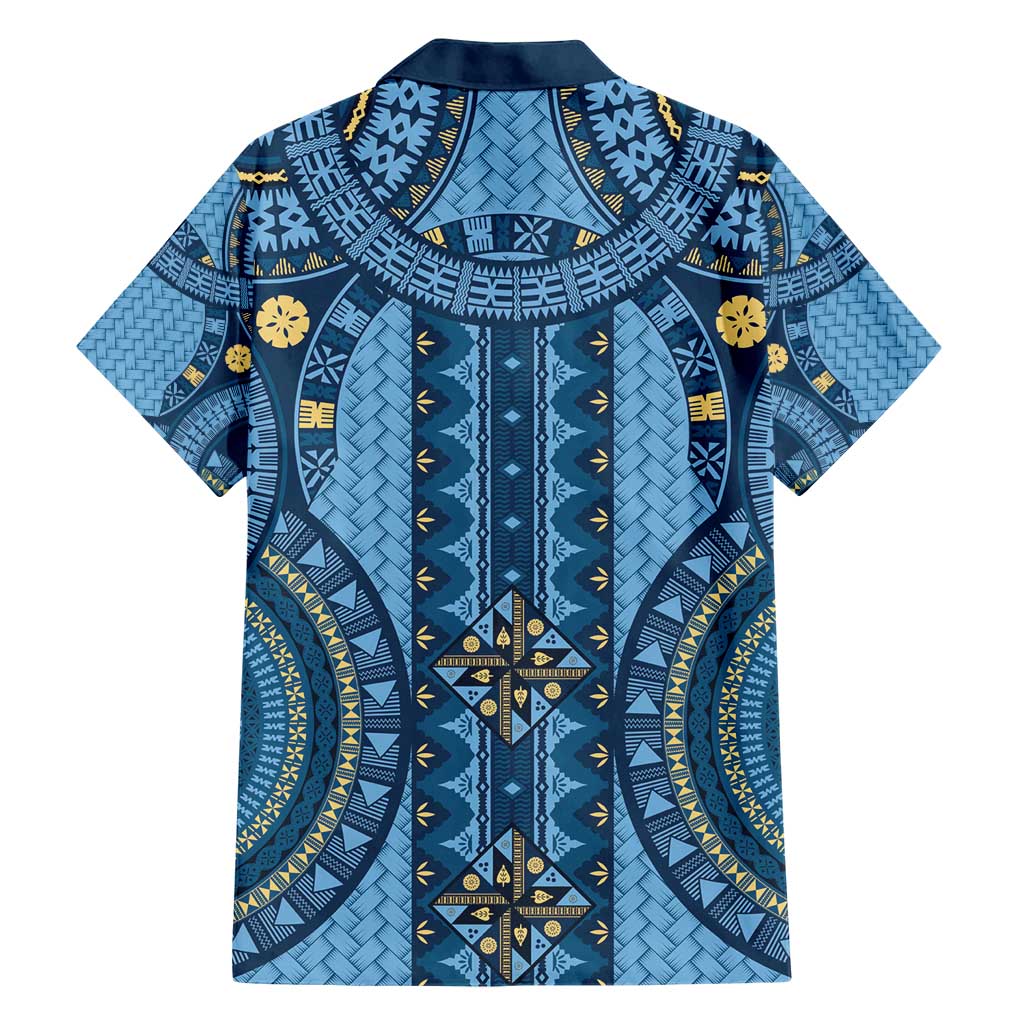 Bula Fiji Vintage Hawaiian Shirt Prussian Blue Masi Motifs