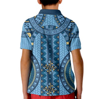 Bula Fiji Vintage Kid Polo Shirt Prussian Blue Masi Motifs