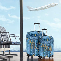 Bula Fiji Vintage Luggage Cover Prussian Blue Masi Motifs