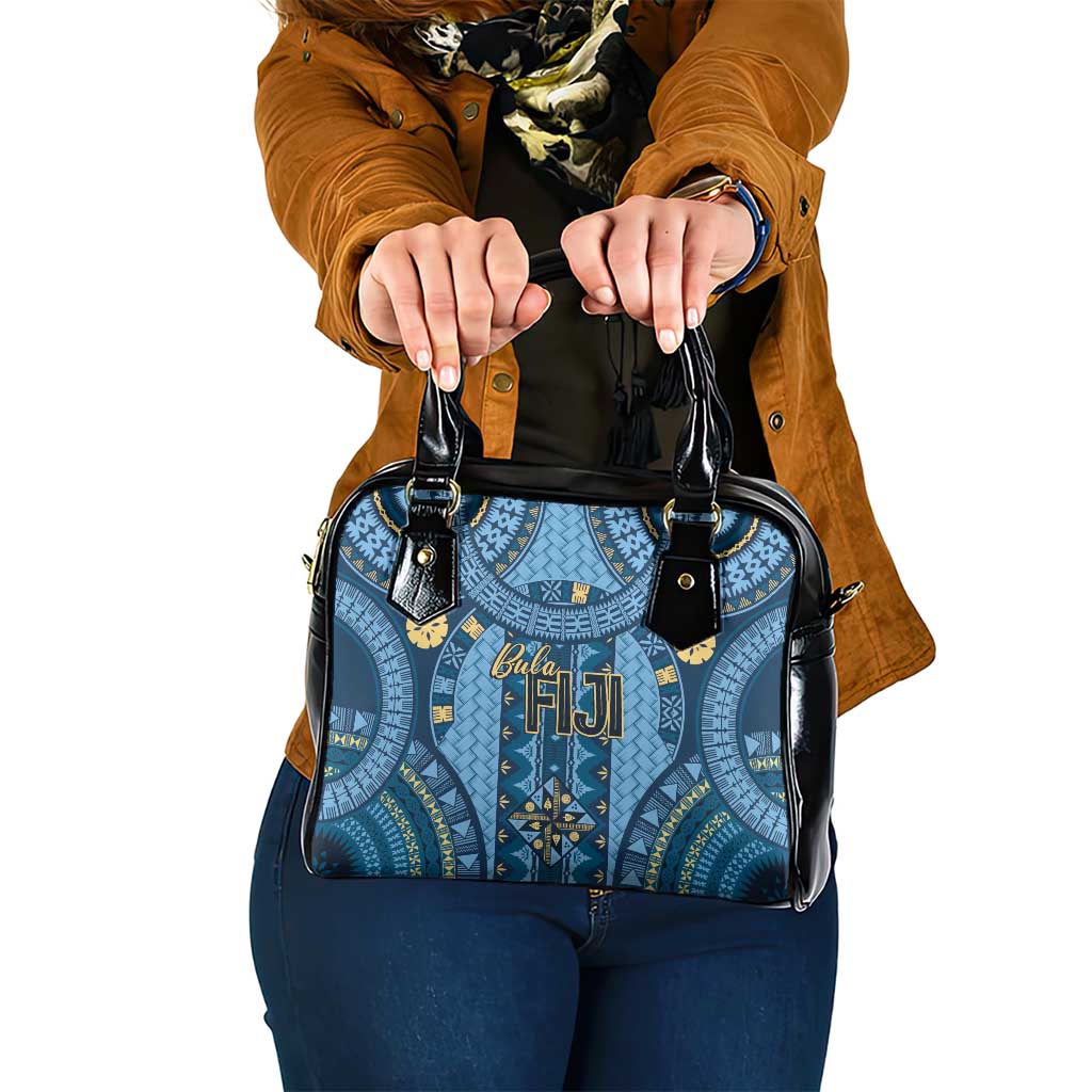 Bula Fiji Vintage Shoulder Handbag Prussian Blue Masi Motifs
