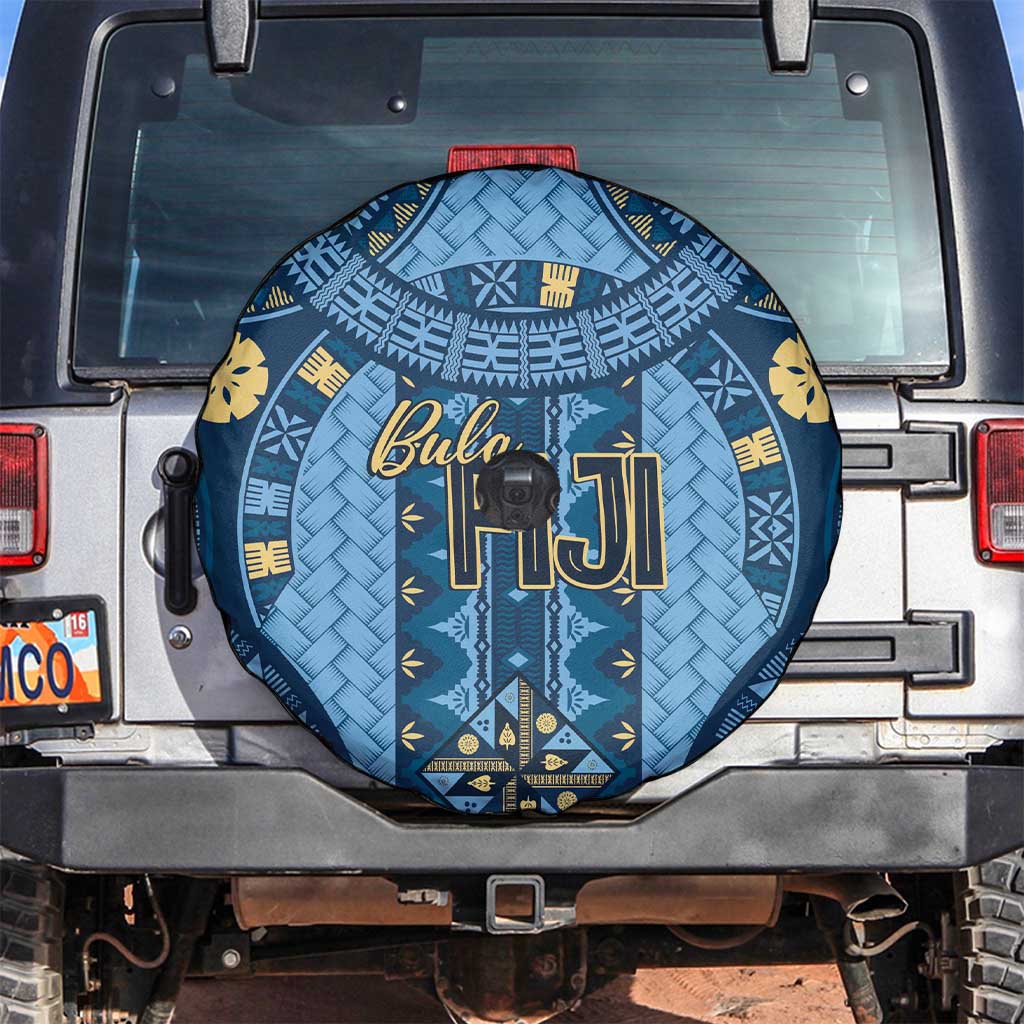 Bula Fiji Vintage Spare Tire Cover Prussian Blue Masi Motifs LT7 Prussian Blue - Polynesian Pride