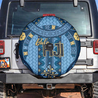 Bula Fiji Vintage Spare Tire Cover Prussian Blue Masi Motifs LT7 Prussian Blue - Polynesian Pride