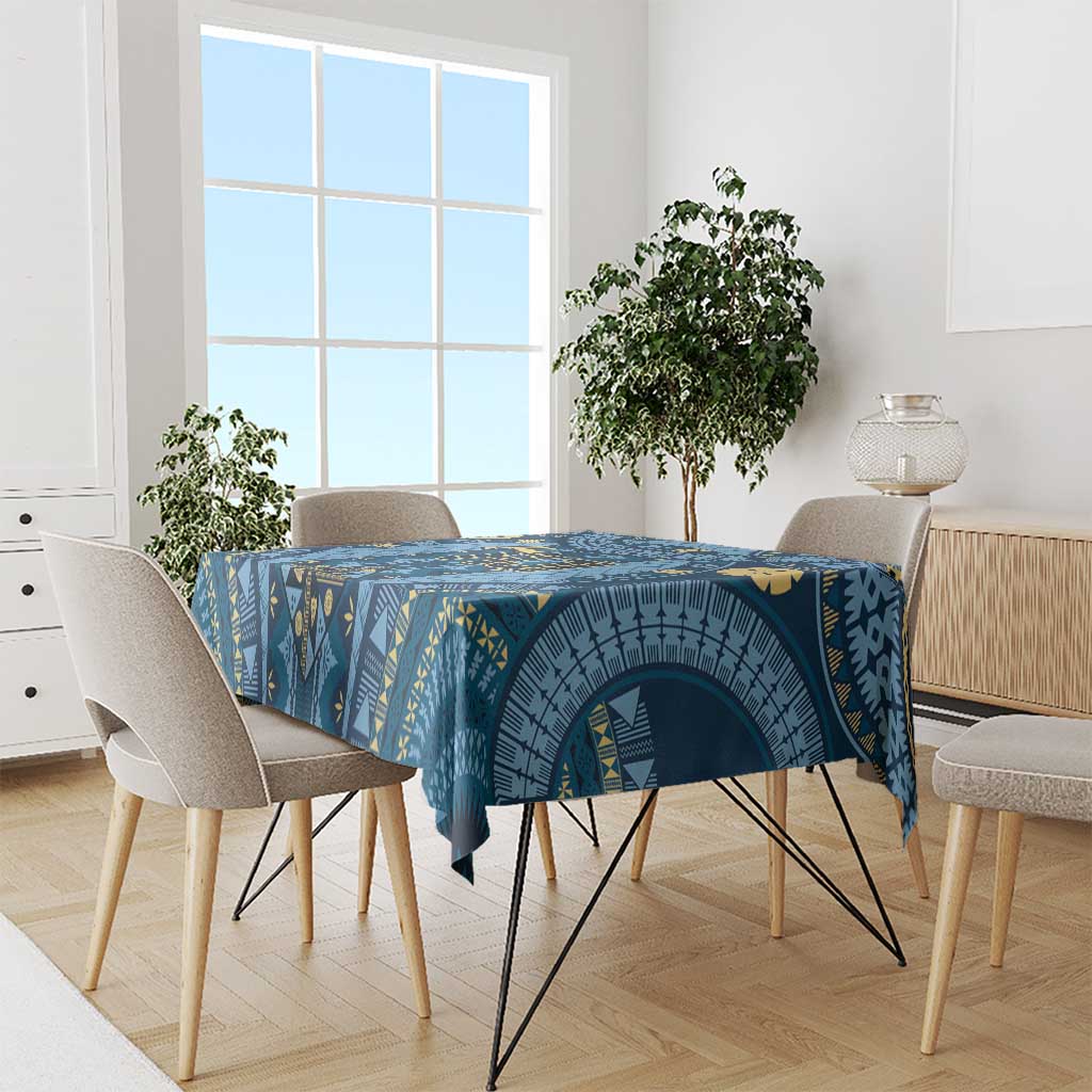 Bula Fiji Vintage Tablecloth Prussian Blue Masi Motifs