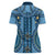 Bula Fiji Vintage Women Polo Shirt Prussian Blue Masi Motifs