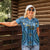 Bula Fiji Vintage Women Polo Shirt Prussian Blue Masi Motifs