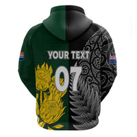 Custom New Zealand Mix South Africa Rugby Hoodie Protea Vs. Silver Ferns LT7 - Polynesian Pride