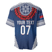 Manu Samoa Rugby Custom Navy Blue Baseball Jersey ʻIe Toga Pattern With Red Ula fala LT7 - Polynesian Pride