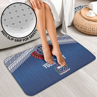 Manu Samoa Rugby Custom Navy Blue Bathroom Set ʻIe Toga Pattern With Red Ula fala LT7 - Polynesian Pride