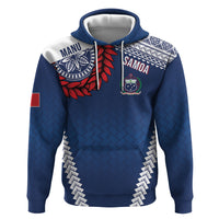 Manu Samoa Rugby Custom Navy Blue Hoodie ʻIe Toga Pattern With Red Ula fala LT7 Pullover Hoodie Navy Blue - Polynesian Pride