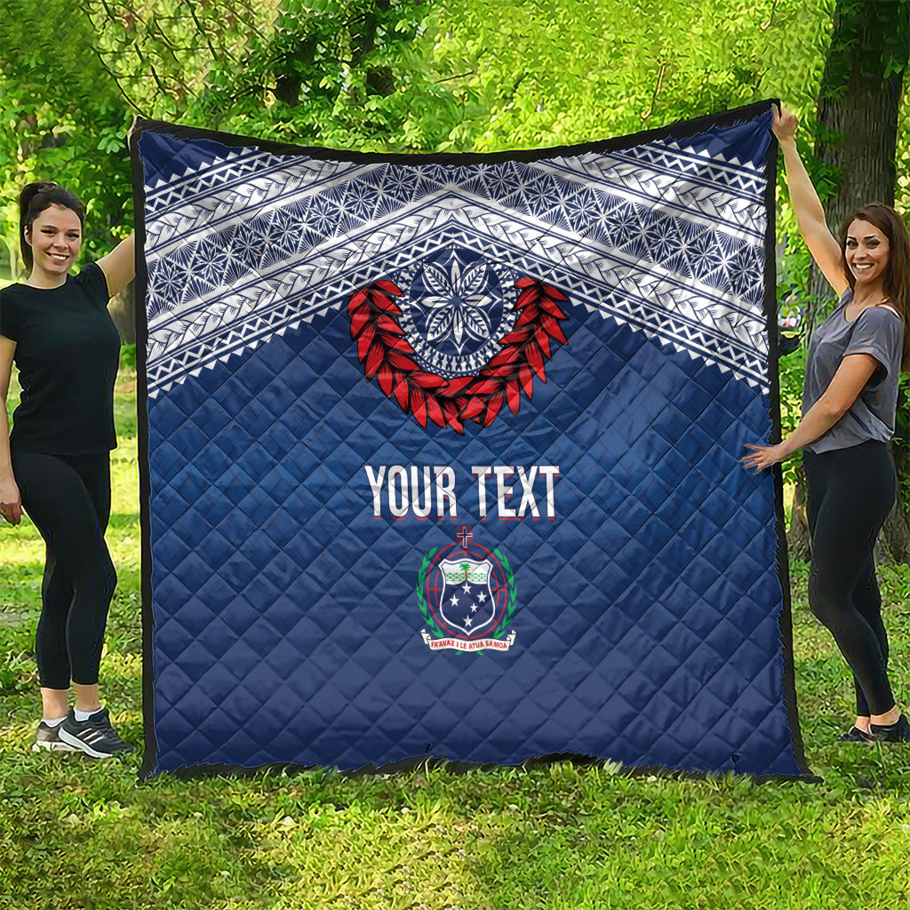 Manu Samoa Rugby Custom Navy Blue Quilt ʻIe Toga Pattern With Red Ula fala LT7 - Polynesian Pride