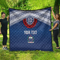 Manu Samoa Rugby Custom Navy Blue Quilt ʻIe Toga Pattern With Red Ula fala LT7 - Polynesian Pride